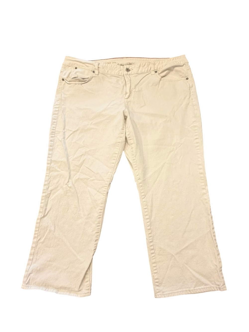 Talbots Women Signature White Denim Crop Flare Jeans 20W Stretch‎ Coastal Preppy